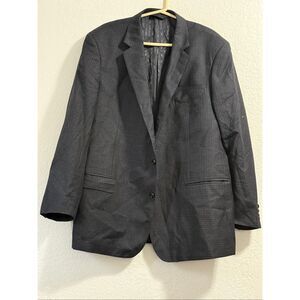 Baroni  100% Wool 2 Button Blazer Jacket SIZE 50L 50 L blue check